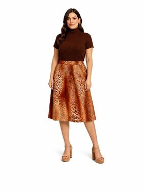 Y2K Leopard Cheetah Animal Print Boho- Chic Women's Midi Skirt Size 1X